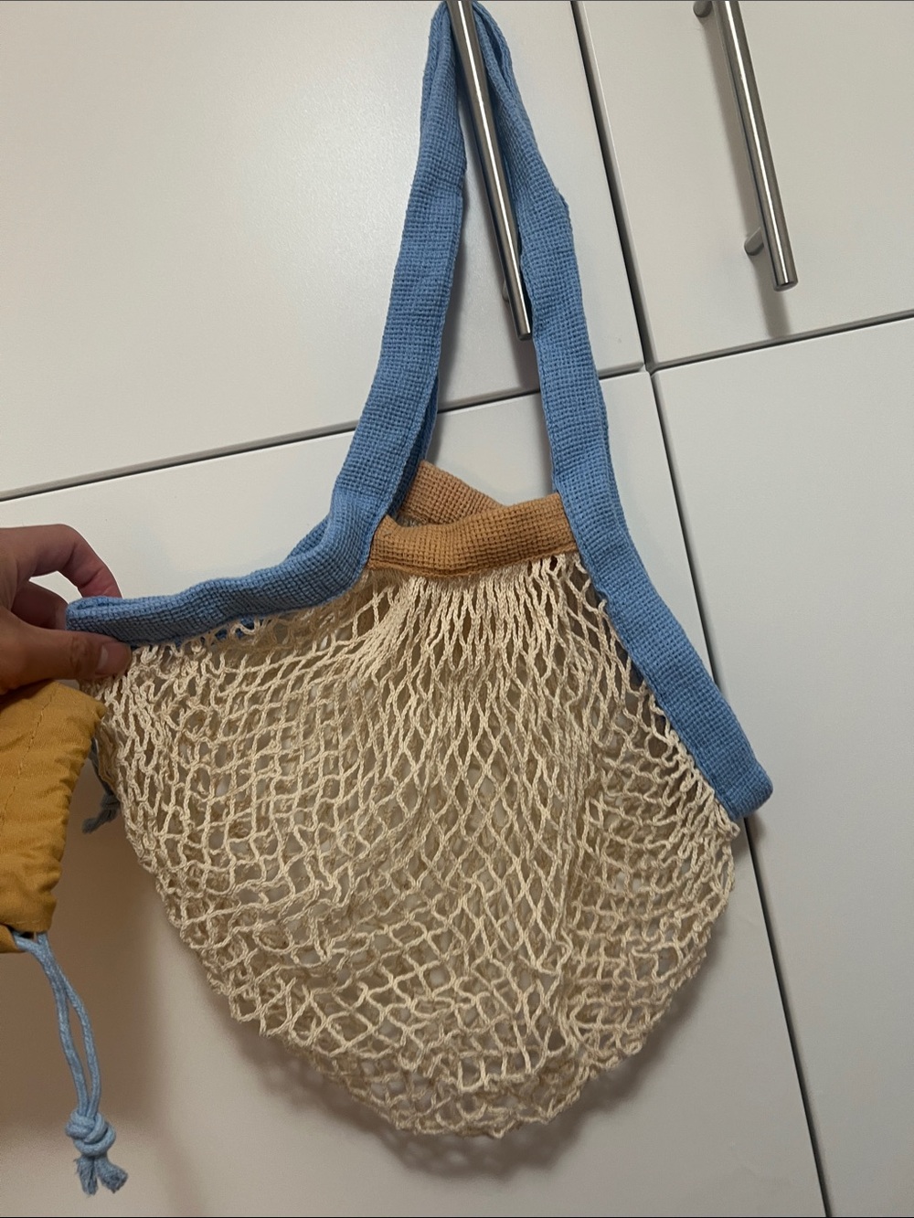 Pillowpia Two-Tone French Market Bag No.2 with Dust Bag - French Blue & Wheat - Picture 3 of 3